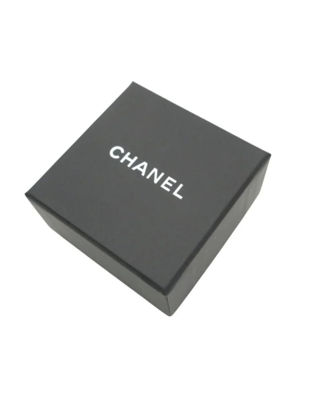 Chanel Earrings CC Logo Rhinestone Square Box Silver